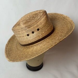 NWT Western Express Straw Palm Cattleman Pinch Front Cowboy Hat Mens Medium
